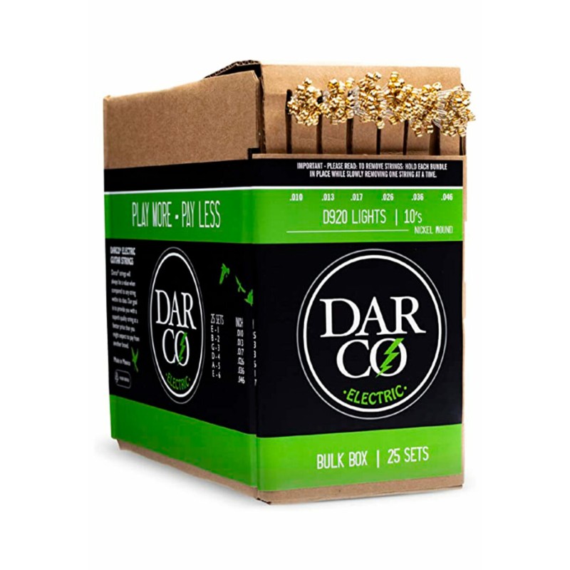 Cuerdas para guitarra eléctrica, Darco D920 Light, Caja con 25 paquetes.