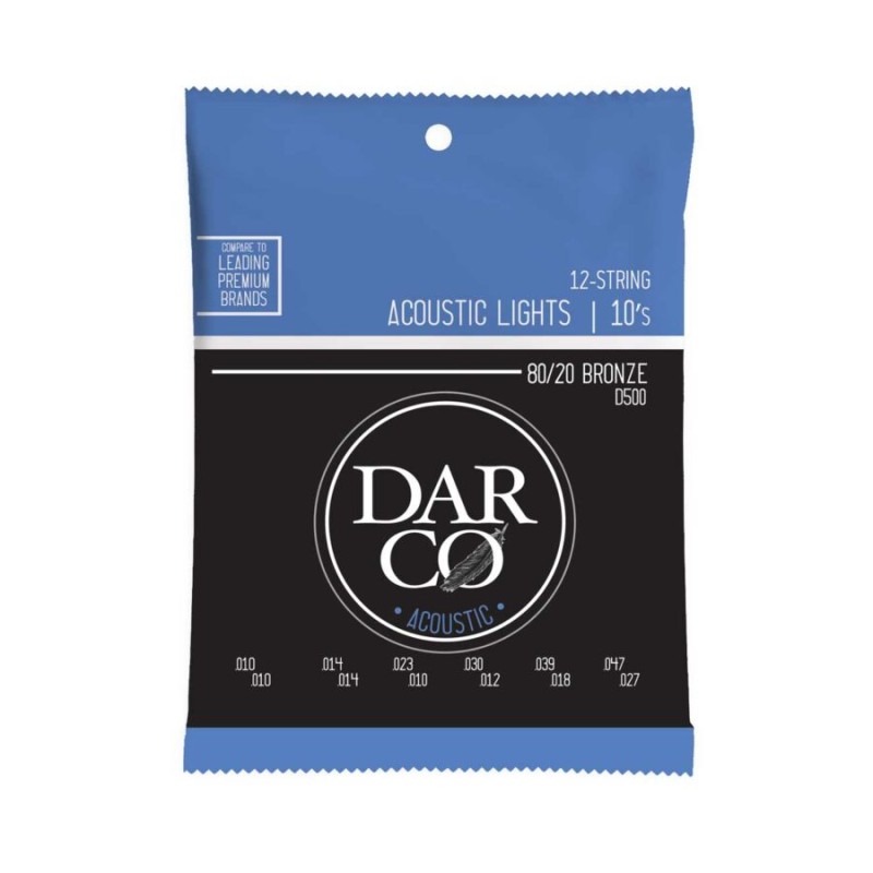 Cuerdas Darco para Guitarra Acústica  12-String Light, 80/20 Bronze
