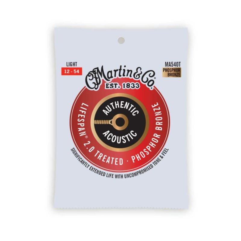 Cuerdas Martin para Guitarra Acústica  Authentic Treated, Light, 92/8