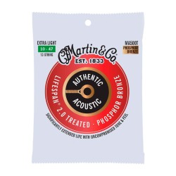 Cuerdas Martin para guitarra acústica MA500T, 2.0 tratadas EXTRA LIGHT