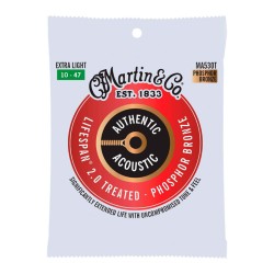 Cuerdas Martin para guitarra acústica MA535T, 2.0 tratadas EXTRA LIGHT